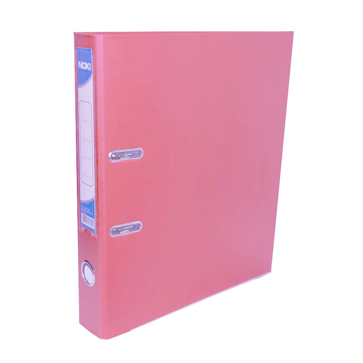 Biblioraft plastifiat Noki, cotor 7.5 cm, A4, roz