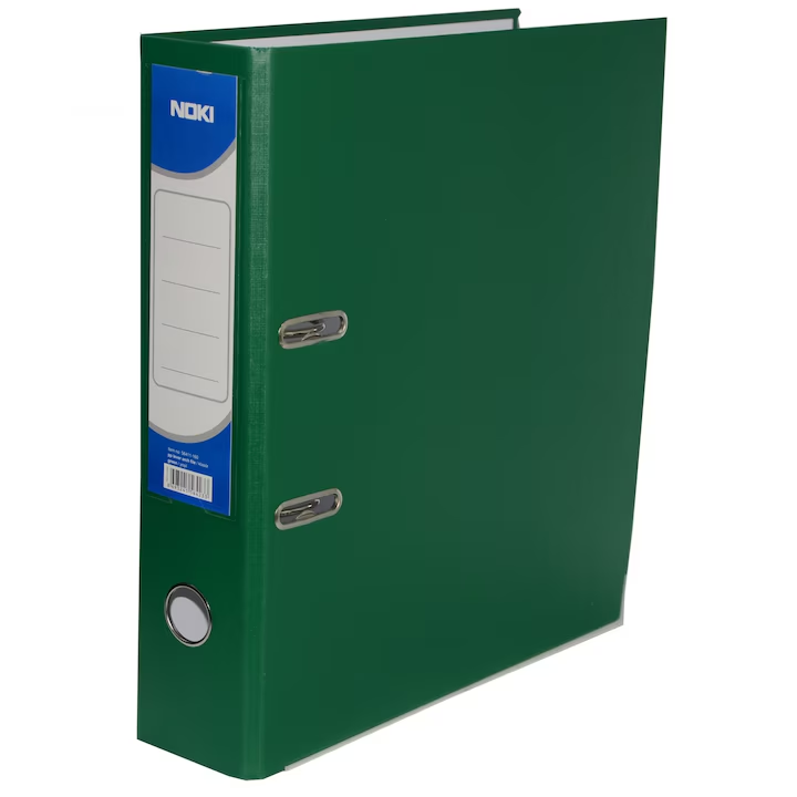 Biblioraft plastifiat Noki, cotor 5 cm, A4, verde