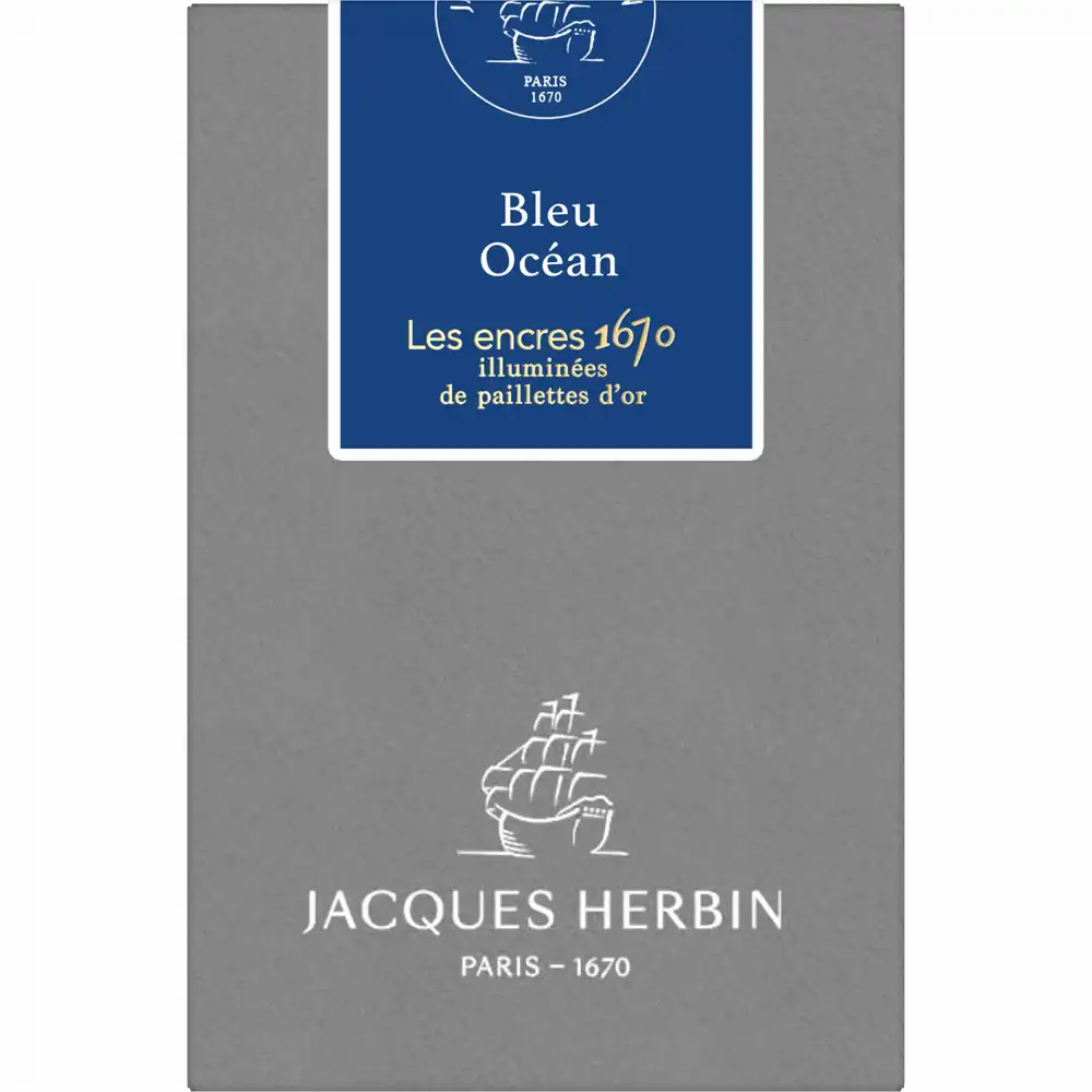 Calimara cerneala, Herbin, Prestige 1670 Bleu Ocean, 50 ml, albastru intens, editie speciala