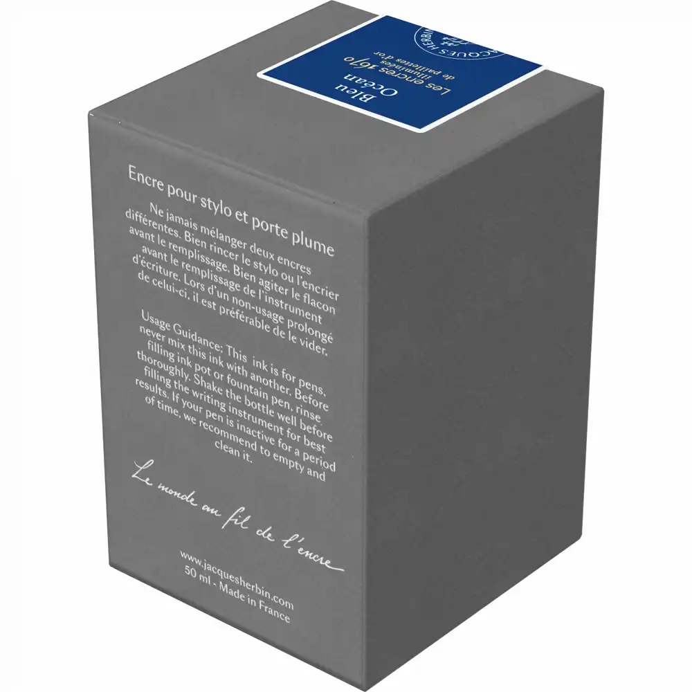 Calimara cerneala, Herbin, Prestige 1670 Bleu Ocean, 50 ml, albastru intens, editie speciala