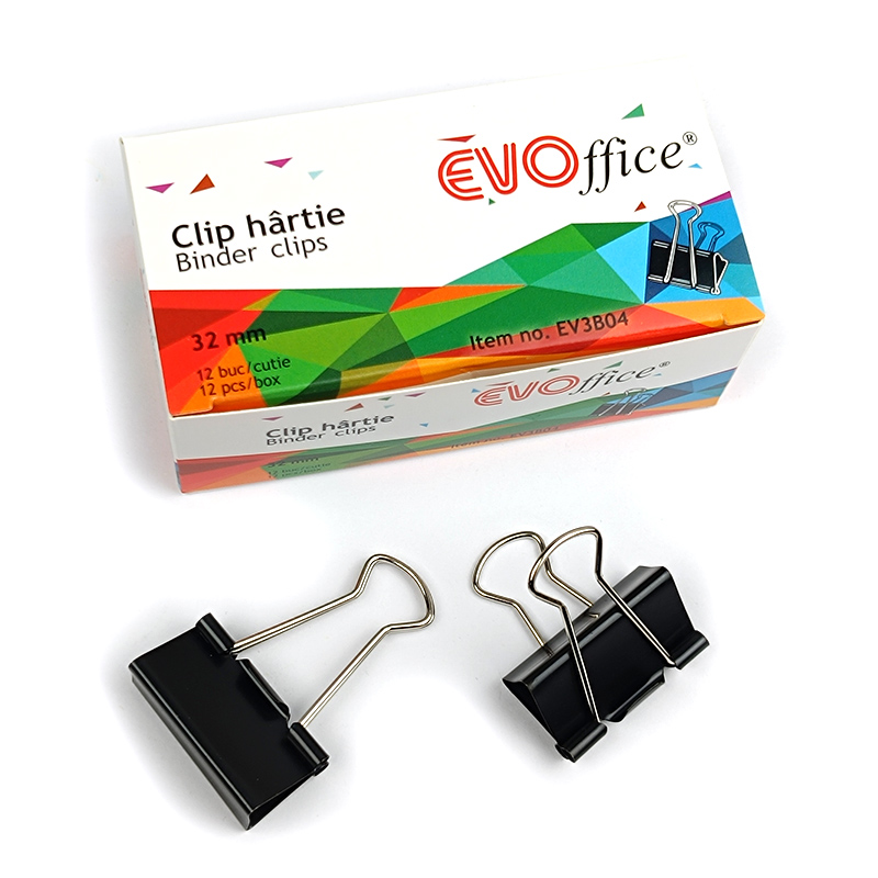 Clip metalic Binder Clips 32 mm, 12buc/cutie