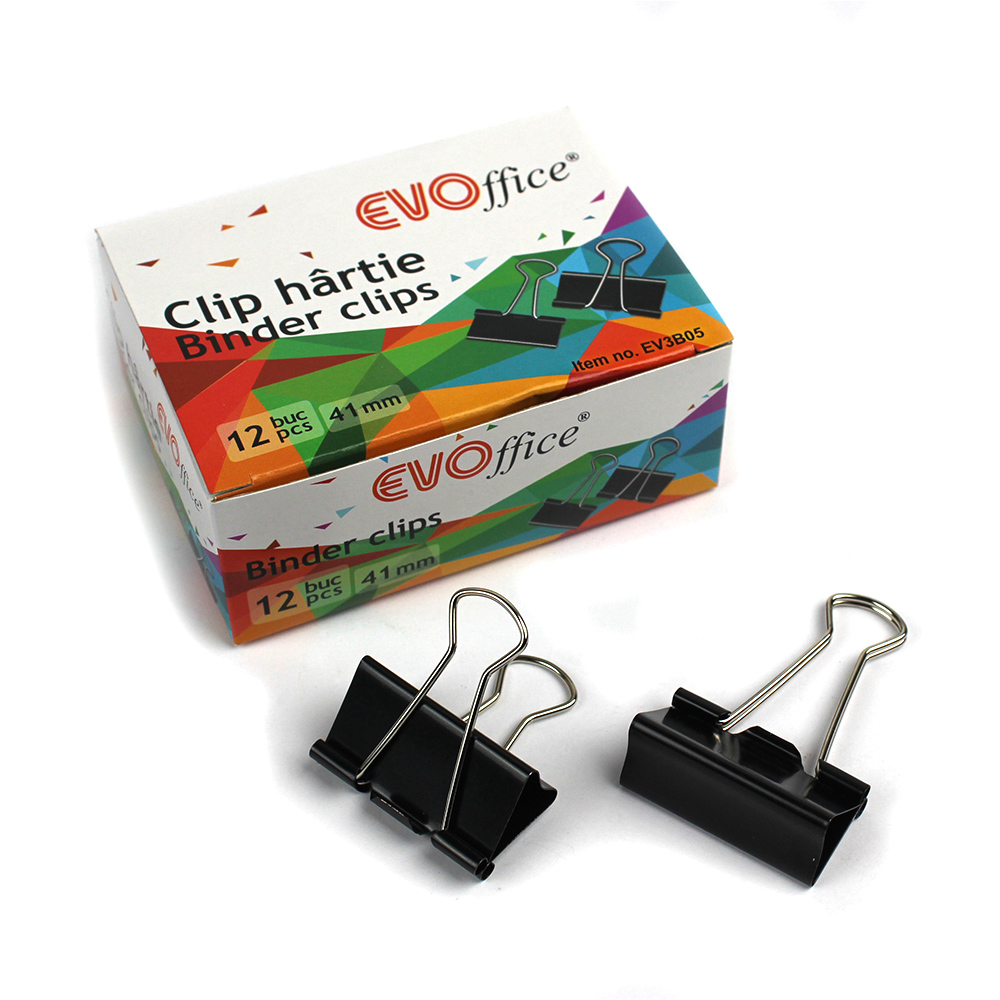 Clip metalic Binder Clips 41 mm, 12buc/cutie