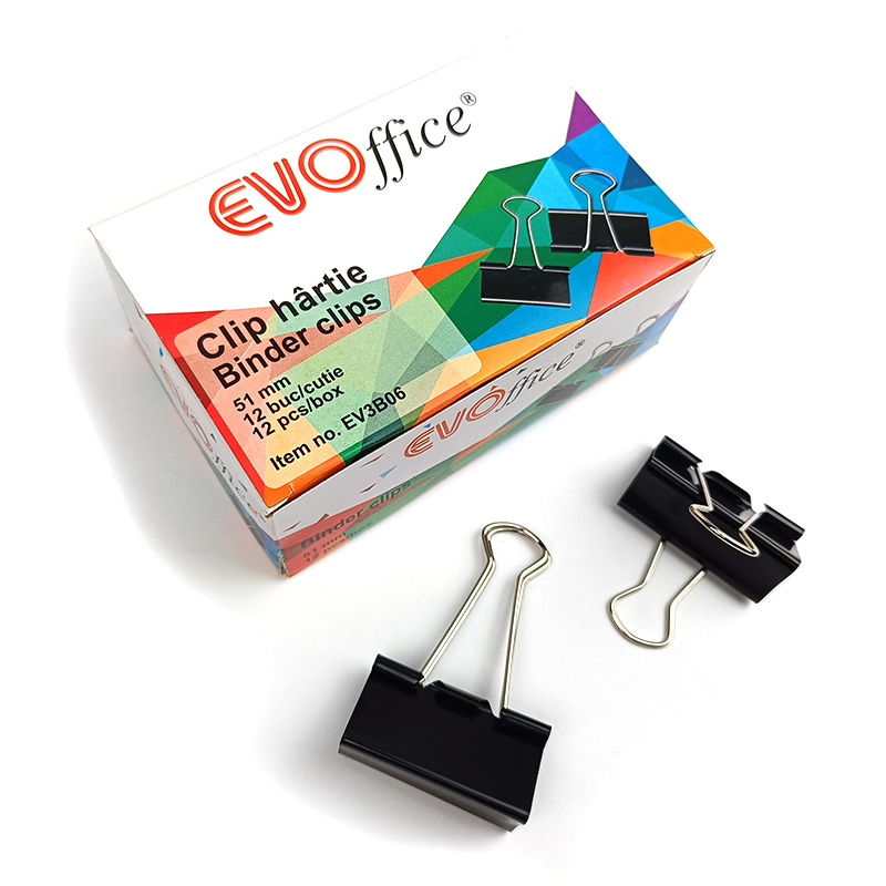 Clip metalic Binder Clips 51 mm, 12buc/cutie