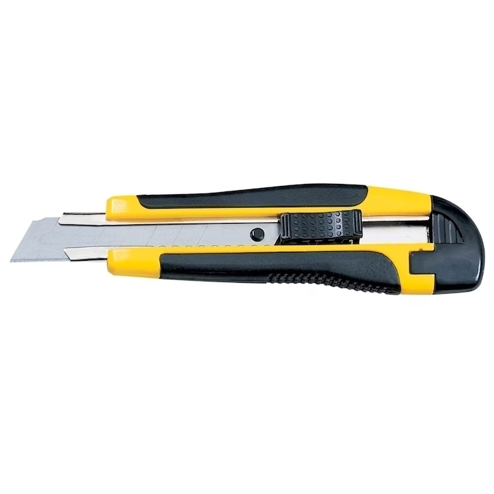 Cutter mare, profesional, sina metalica, grip confortabil si sistem de blocare, 18 mm