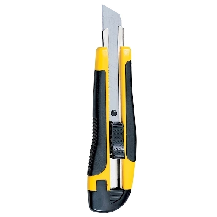 Cutter mare, profesional, sina metalica, grip confortabil si sistem de blocare, 18 mm