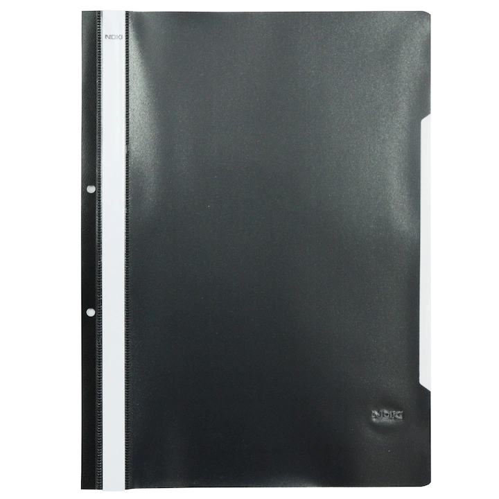 Dosar plastic Noki cu sina si perforatii, 50 buc/set, negru