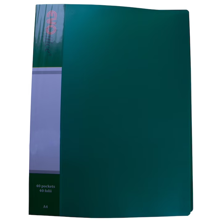 Dosar plastic, EvOffice, cu 40 folii , coperta verde