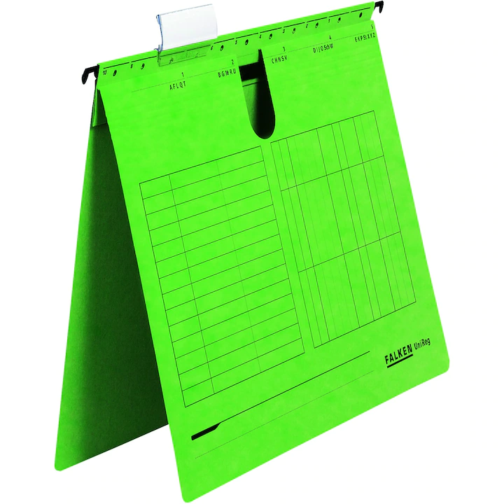 Dosar suspendabil Falken, cu sina, A4, 230g/mp, carton, verde