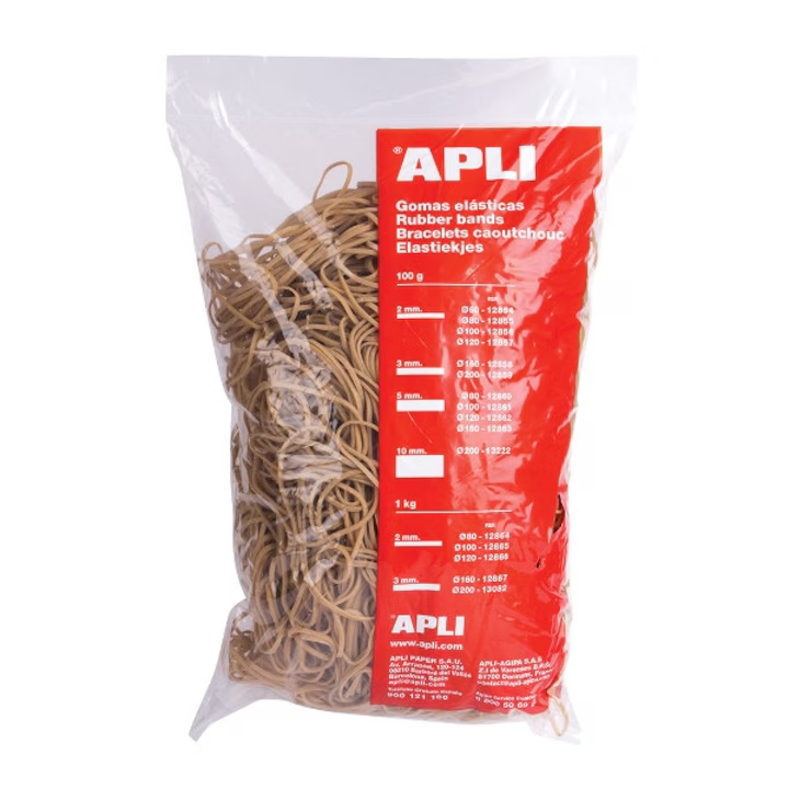 Elastice bani, Apli, diametru 80 mm, latime 2 mm, 1 kg/punga, 75% cauciuc