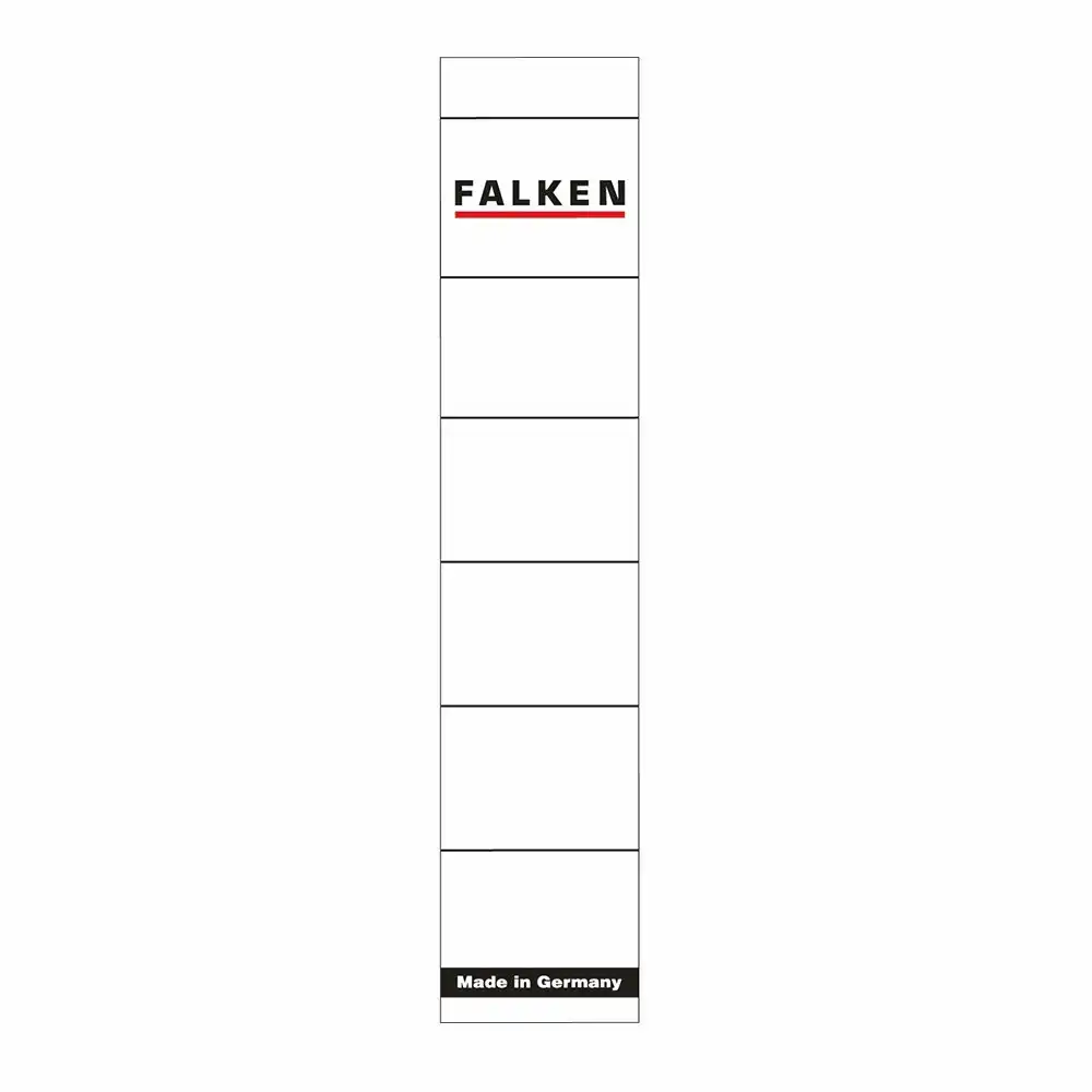 Etichete Falken autoadezive, pentru bibliorafturi, 36 x 190 mm, alb, set 10 buc