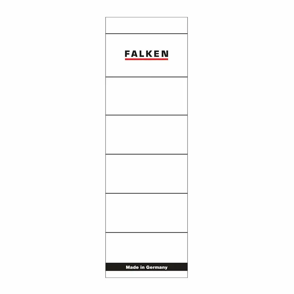 Etichete Falken autoadezive, pentru bibliorafturi, 60 x 190 mm, alb, set 10 buc
