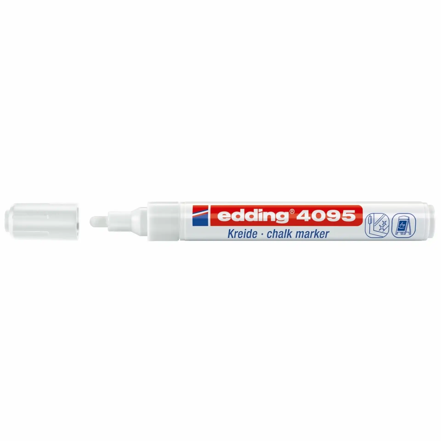 Marker Edding 4095 cu creta lichida, varf 2-3 mm, alb