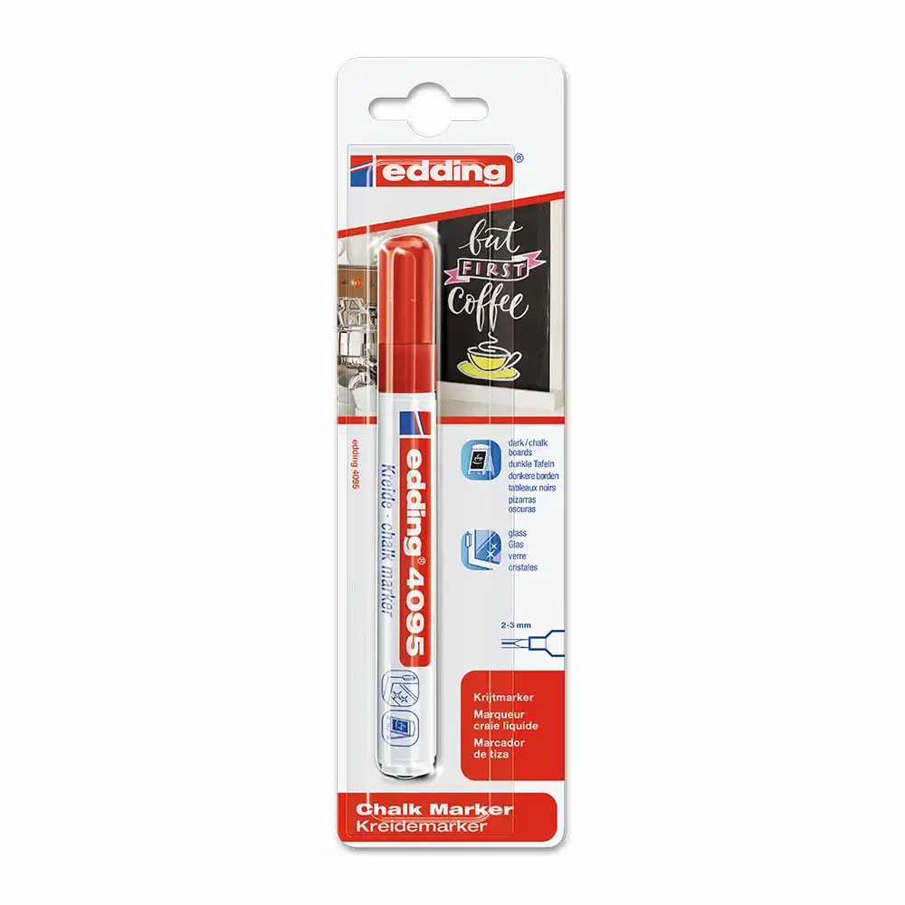 Marker Edding 4095 cu creta lichida, varf 2-3 mm, rosu