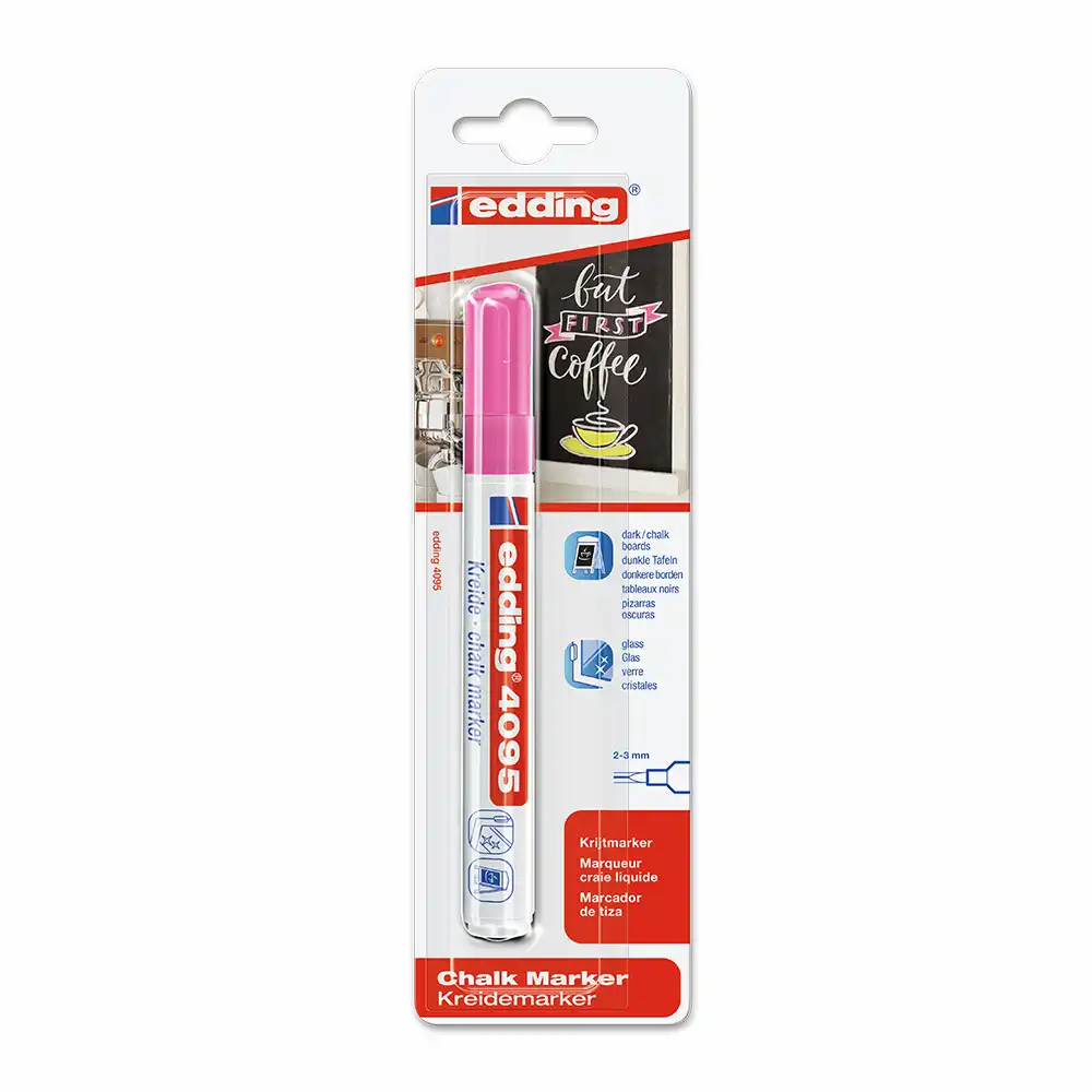 Marker Edding 4095 cu creta lichida, varf 2-3 mm, roz