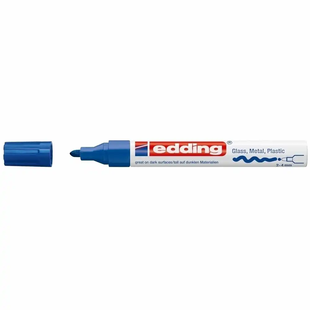 Marker permanent Edding 750 , cu vopsea, corp metalic, varf rotund, 2-2-4 mm, albastru