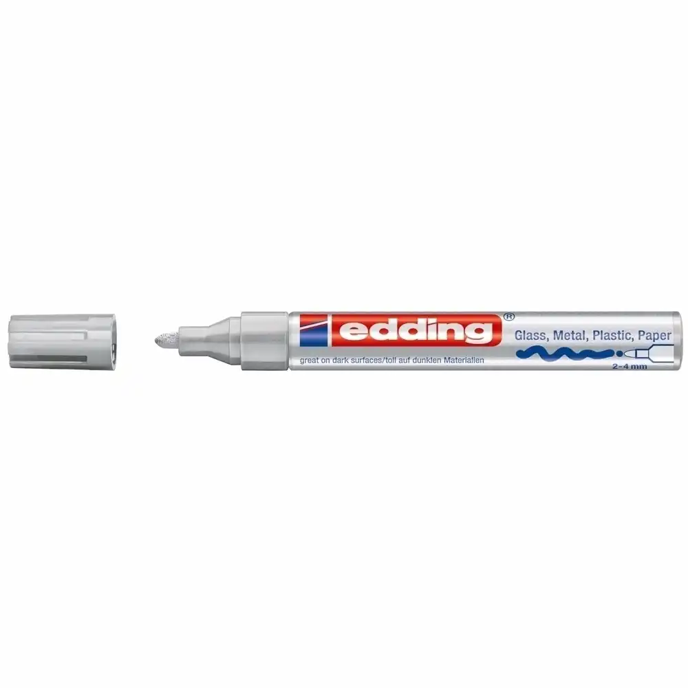 Marker permanent Edding 750 , cu vopsea, corp metalic, varf rotund, 2-2-4 mm, argintiu