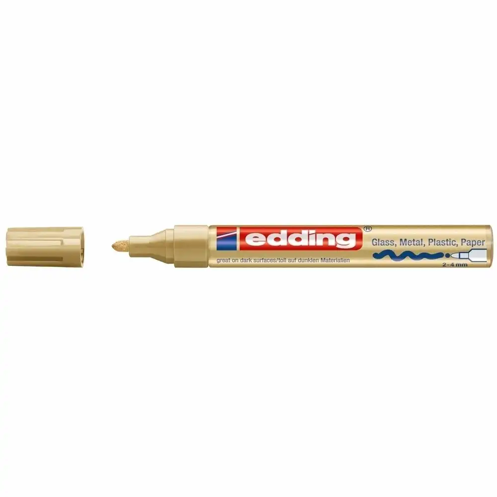 Marker permanent Edding 750 , cu vopsea, corp metalic, varf rotund, 2-2-4 mm, auriu