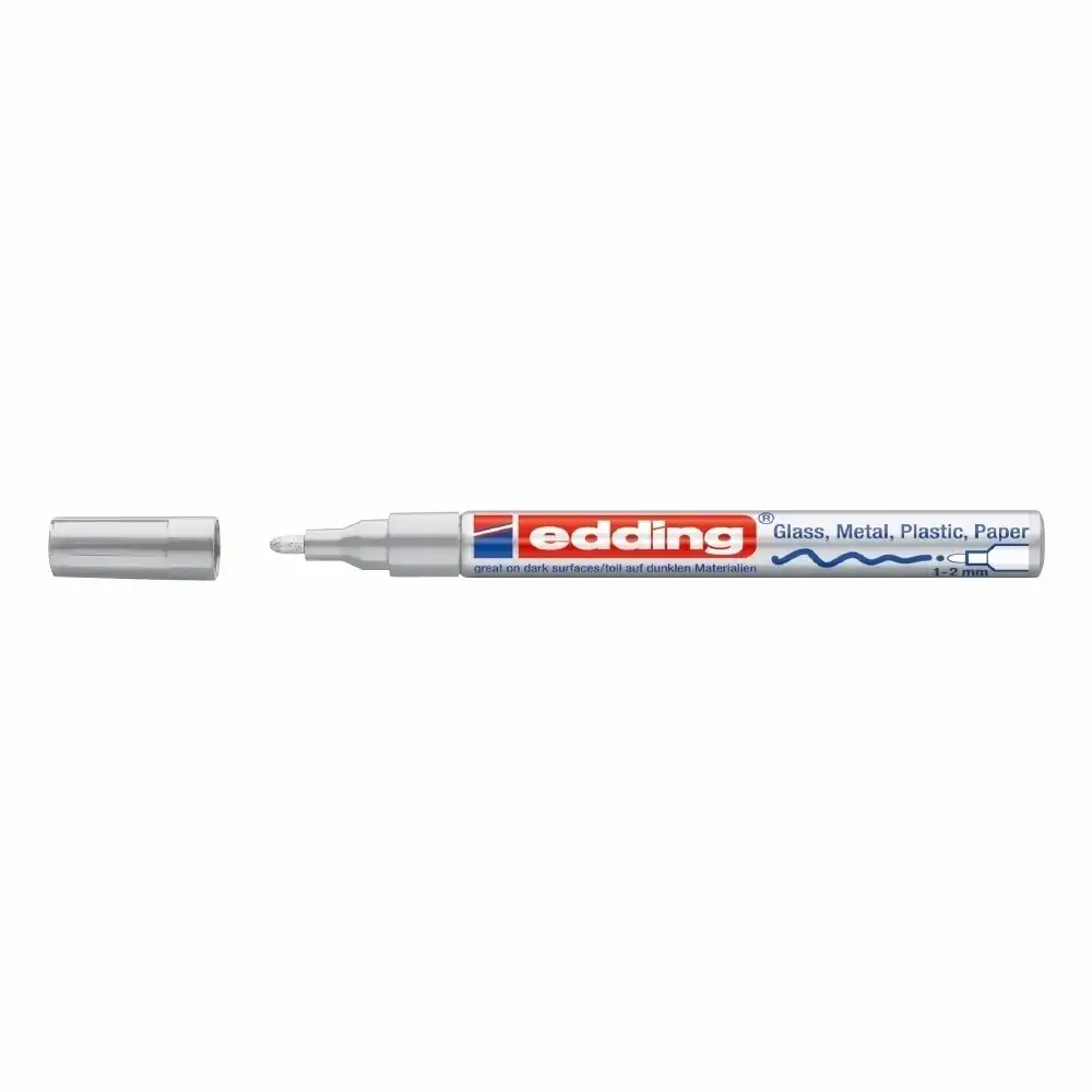 Marker permanent Edding 751 , cu vopsea, corp metalic, varf rotund, 1-2 mm, argintiu