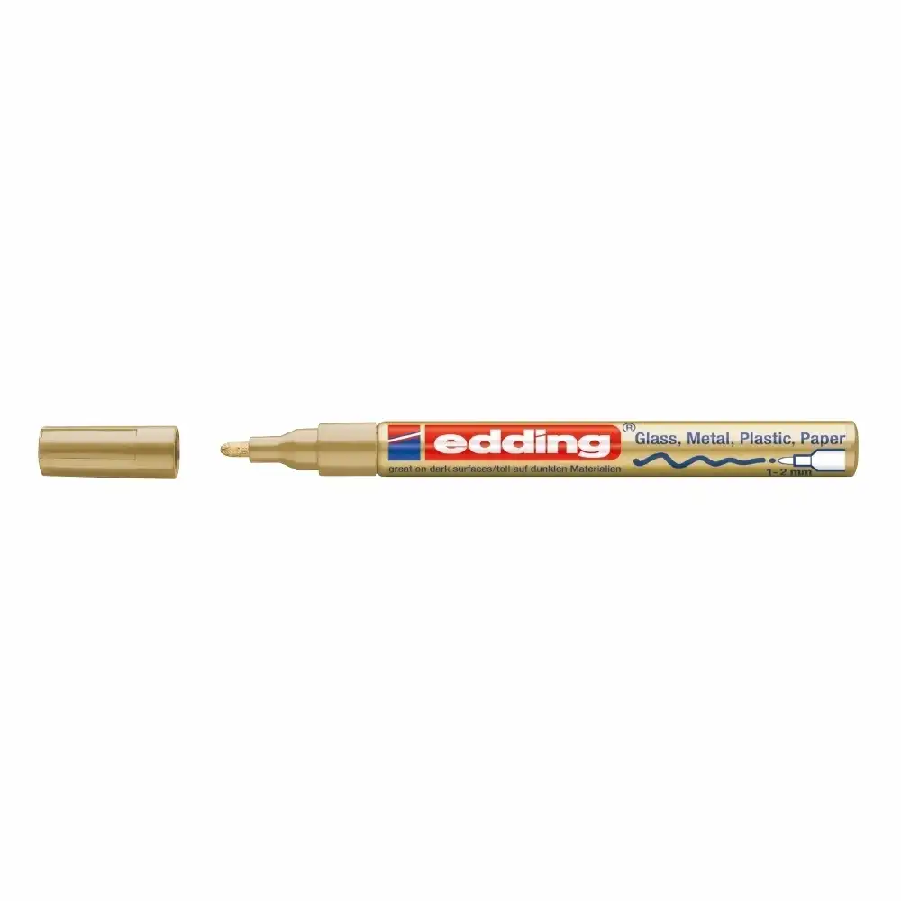 Marker permanent Edding 751 , cu vopsea, corp metalic, varf rotund, 1-2 mm, auriu