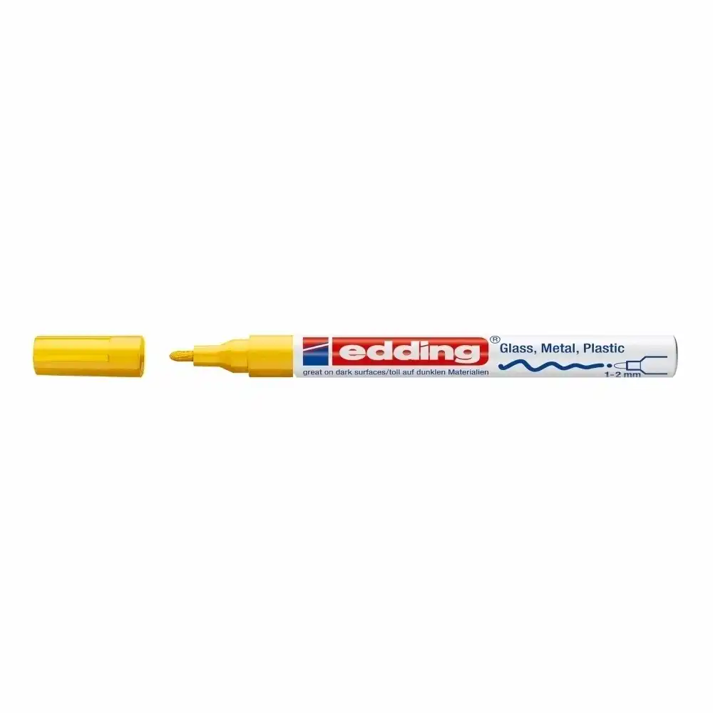 Marker permanent Edding 751 , cu vopsea, corp metalic, varf rotund, 1-2 mm, galben