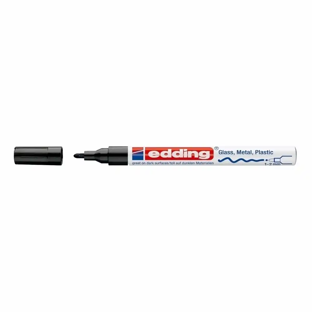Marker permanent Edding 751 , cu vopsea, corp metalic, varf rotund, 1-2 mm, negru