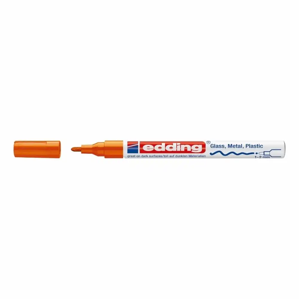 Marker permanent Edding 751 , cu vopsea, corp metalic, varf rotund, 1-2 mm, portocaliu