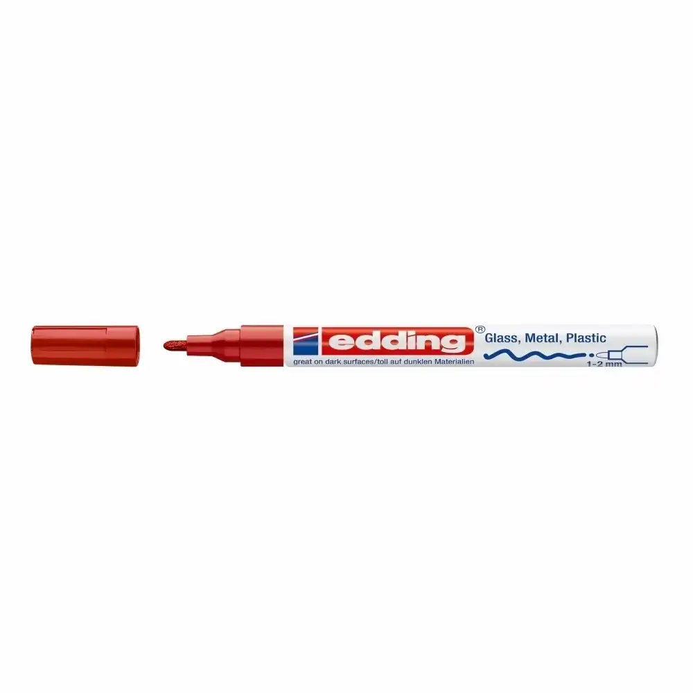 Marker permanent Edding 751 , cu vopsea, corp metalic, varf rotund, 1-2 mm, rosu