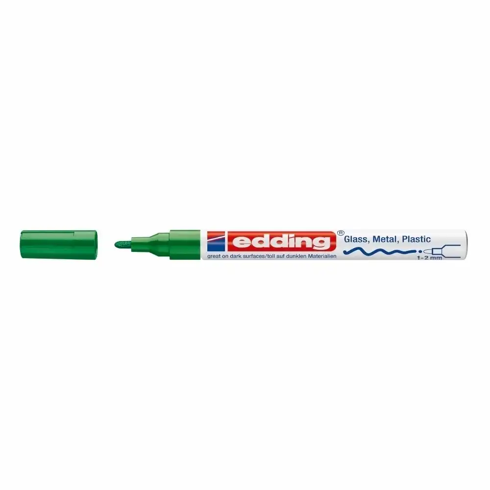 Marker permanent Edding 751 , cu vopsea, corp metalic, varf rotund, 1-2 mm, verde