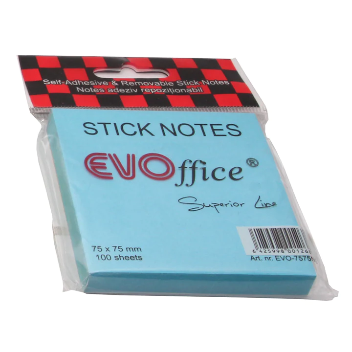 Notes adeziv EVOffice Superior Line, 100 file, Albastru neon