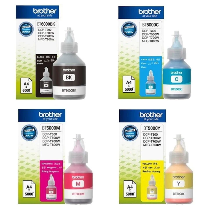 Set 4 Flacoane cerneala original Brother BT6000 BT5000 Bk,C,M,Y