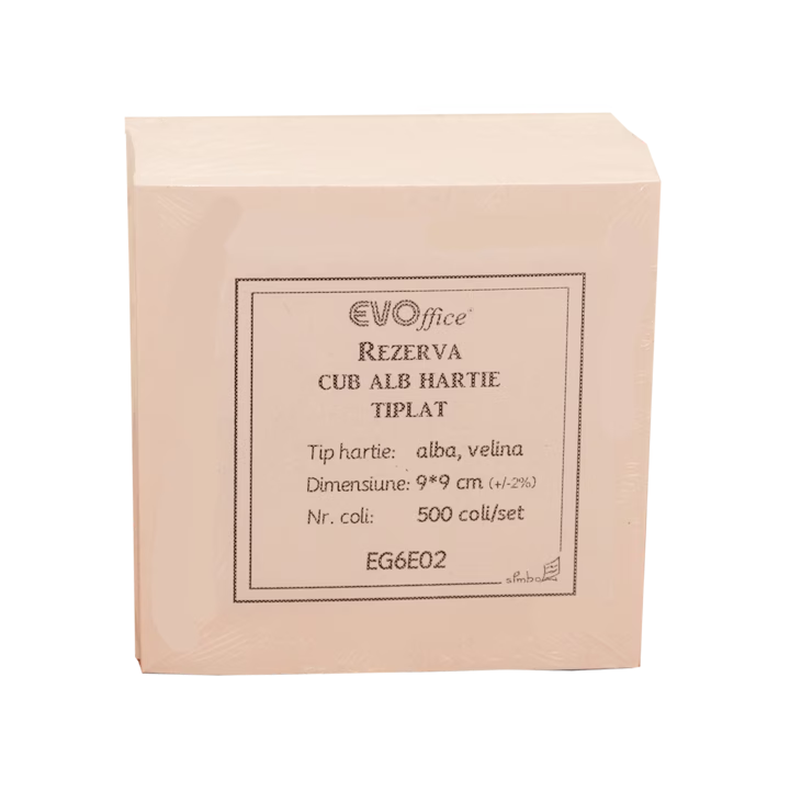 Rezerva cub hartie EVOffice, 9x9 cm, Alb, 500 coli