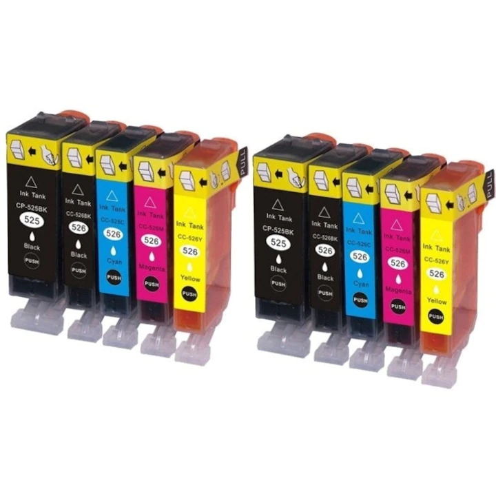 Set 10 cartuse cerneala compatibile CANON PGI 525XL, CLI 526XL