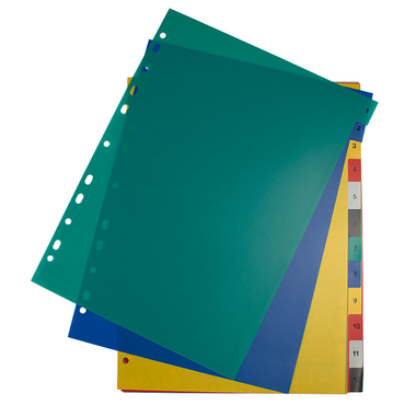 Separatoare plastic EVOffice, 12 culori/set