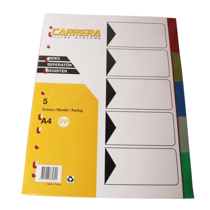 Separatoare plastic EVOffice, 5 culori/set