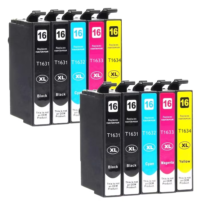 Set 10 cartuse cerneala compatibile EPSON 16XL, T1631, T1632, T1633, T1634