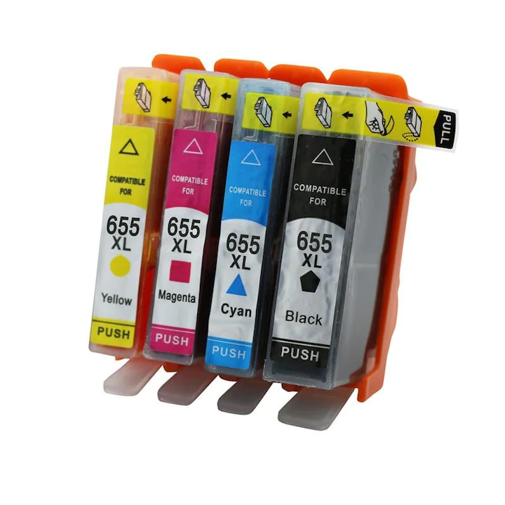 Set 4 Cartuse cerneala compatibil HP 655XL Black, Cyan, Magenta, Yellow