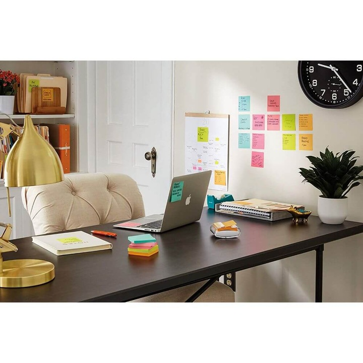 Set Cub Notite Adezive DONAU, Dimensiune 7.6x7.6 cm, 400 File, Multicolor Neon, Post-it, Sticky Notes