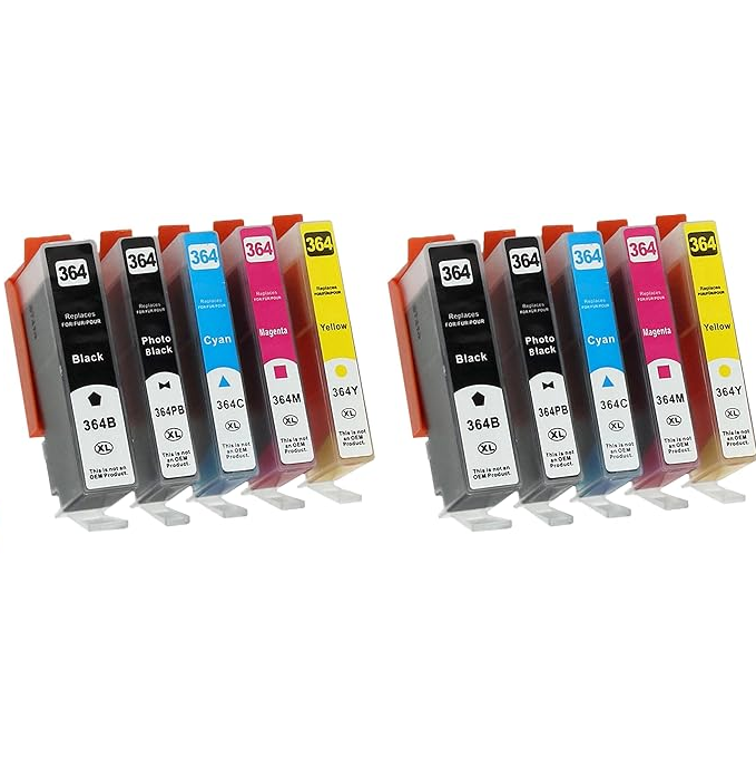 Set 10 Cartuse cerneala compatibil HP 364XL Black, Cyan, Magenta, Yellow, Photo Black