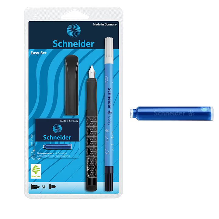 Set Schneider Easy Pen cu Stilou, Pic si 6 rezerve cerneala, blister, Negru