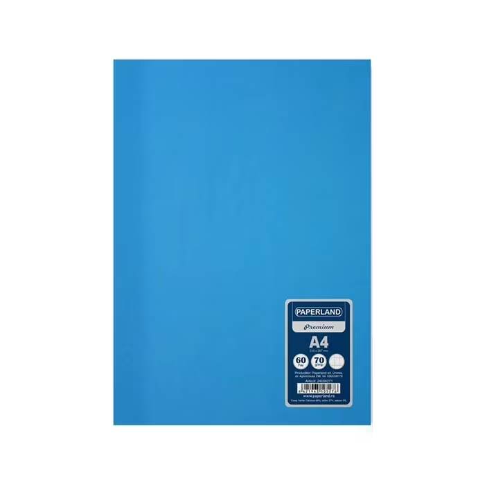Caiet studentesc, PAPERLAND, A4, 60 file, capsat, matematica, 70g/mp, coperta plastic, albastru