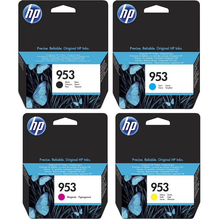 Set 4 cartuse cerneala original HP 953, L0S58AE F6U12AE F6U13AE F6U14AE, CMYK, 3100 pagini