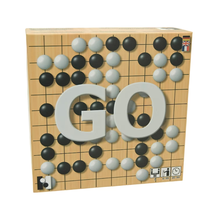 Joc de societate, strategie GO, tabla mare 42 x 44 cm combinata 19 x 19, 13 x 13, 9 x 9 linii, 360 piese in saculeti