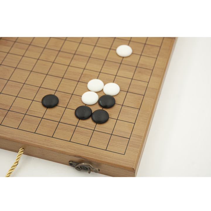 Joc de societate, strategie GO, tabla mare lemn, tip cutie, 19 x 19, 360 piese in cutii de lemn
