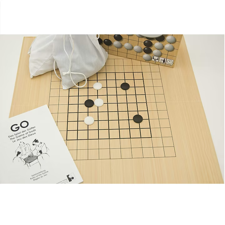 Joc de societate, strategie GO, tabla mare 42 x 44 cm combinata 19 x 19, 13 x 13, 9 x 9 linii, 360 piese in saculeti