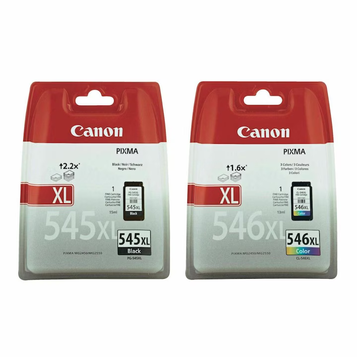 Set 2 Cartuse cerneala original CANON PG-545XL, CL-546XL, Black/Tricolor