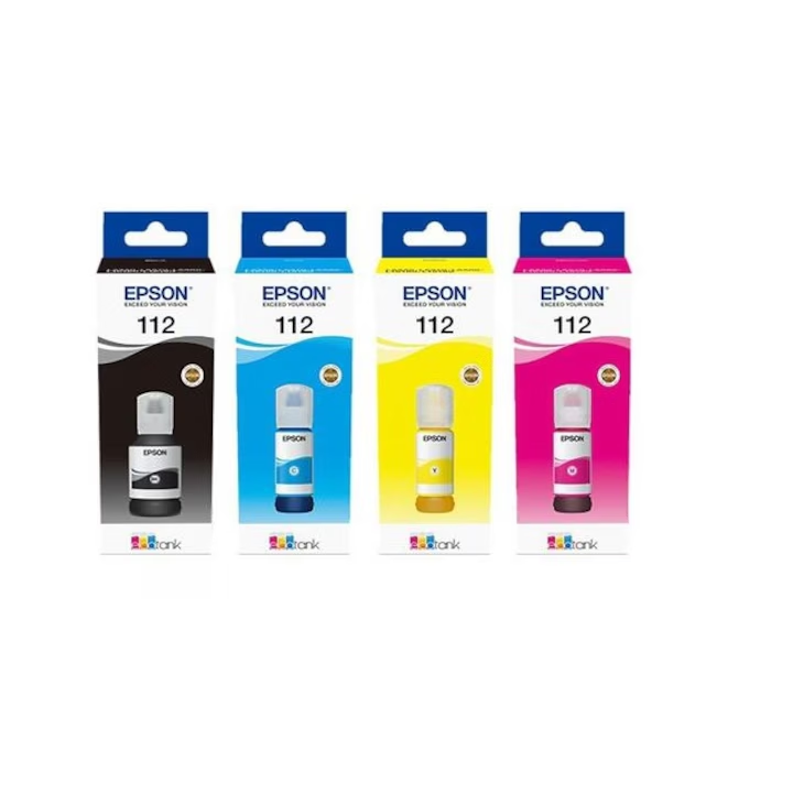 Set 4 Flacoane Cerneală Originală Epson 112 EcoTank