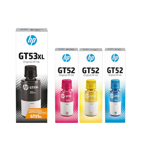 Set 4 Flacoane Cerneală Originală HP GT53xl black si GT52 color