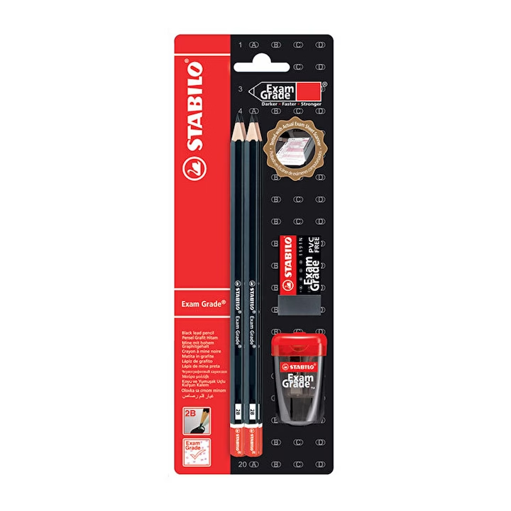 Set Creioane grafit Stabilo Exam Grade, radiera si ascutitoare