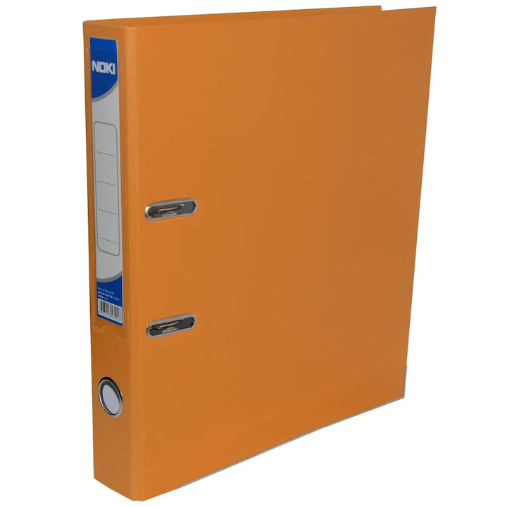 Biblioraft plastifiat Noki, cotor 7.5 cm, A4, portocaliu
