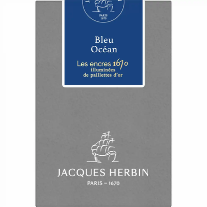 Calimara cerneala, Herbin, Prestige 1670 Bleu Ocean, 50 ml, albastru intens, editie speciala